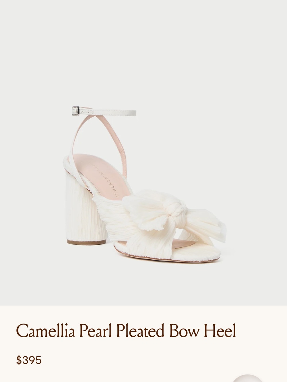 Loeffler Randall Camellia Pleated Bow Block Heel - Pearl